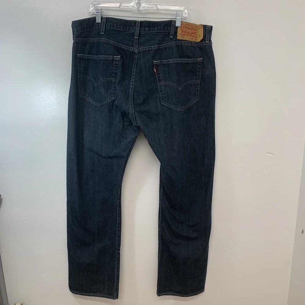 Levis  501 Jeans Men 42X32 Straight Blue Dark Wash 100% Cotton Casual Workwear